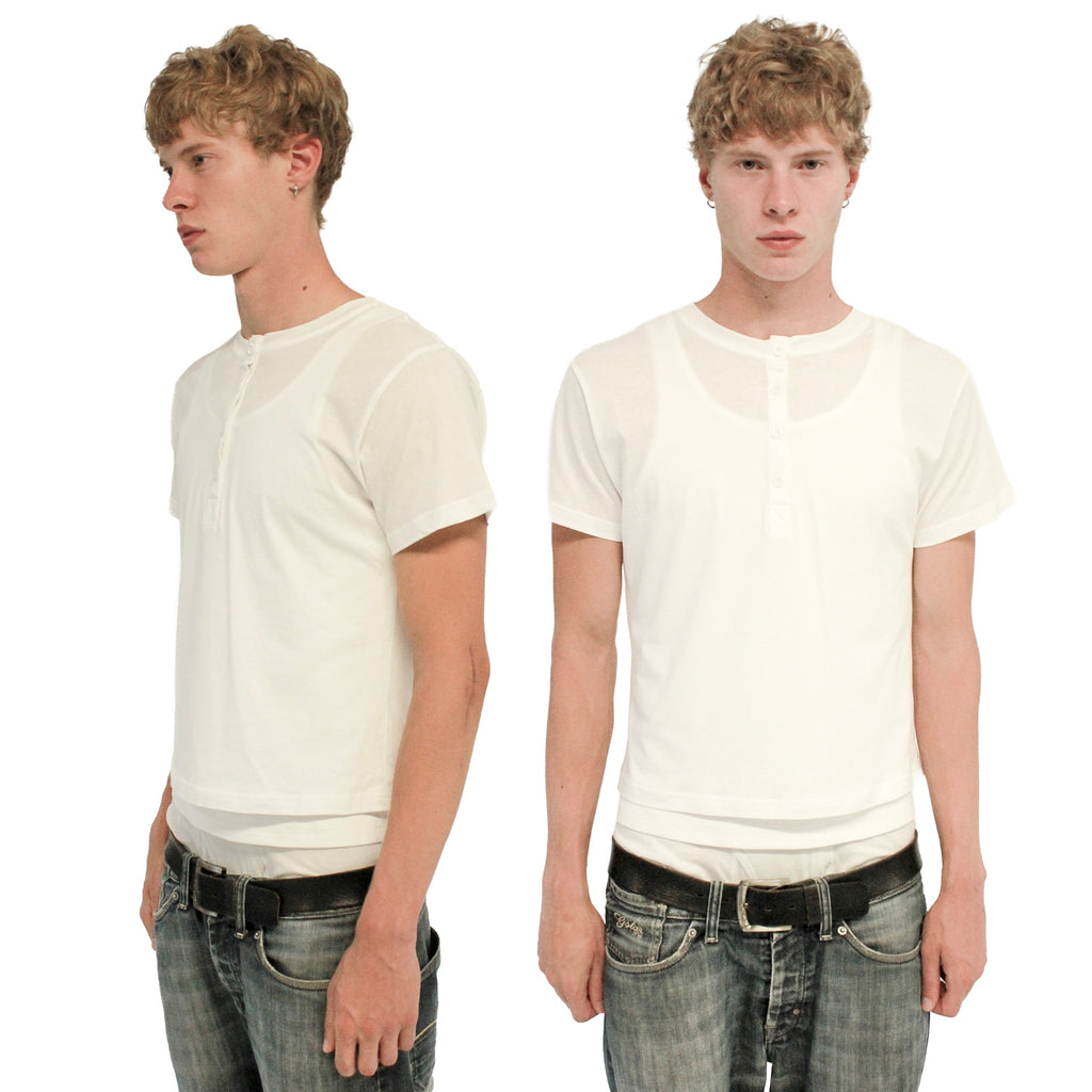 DOUBLE LAYERED HENLEY TANKTOP