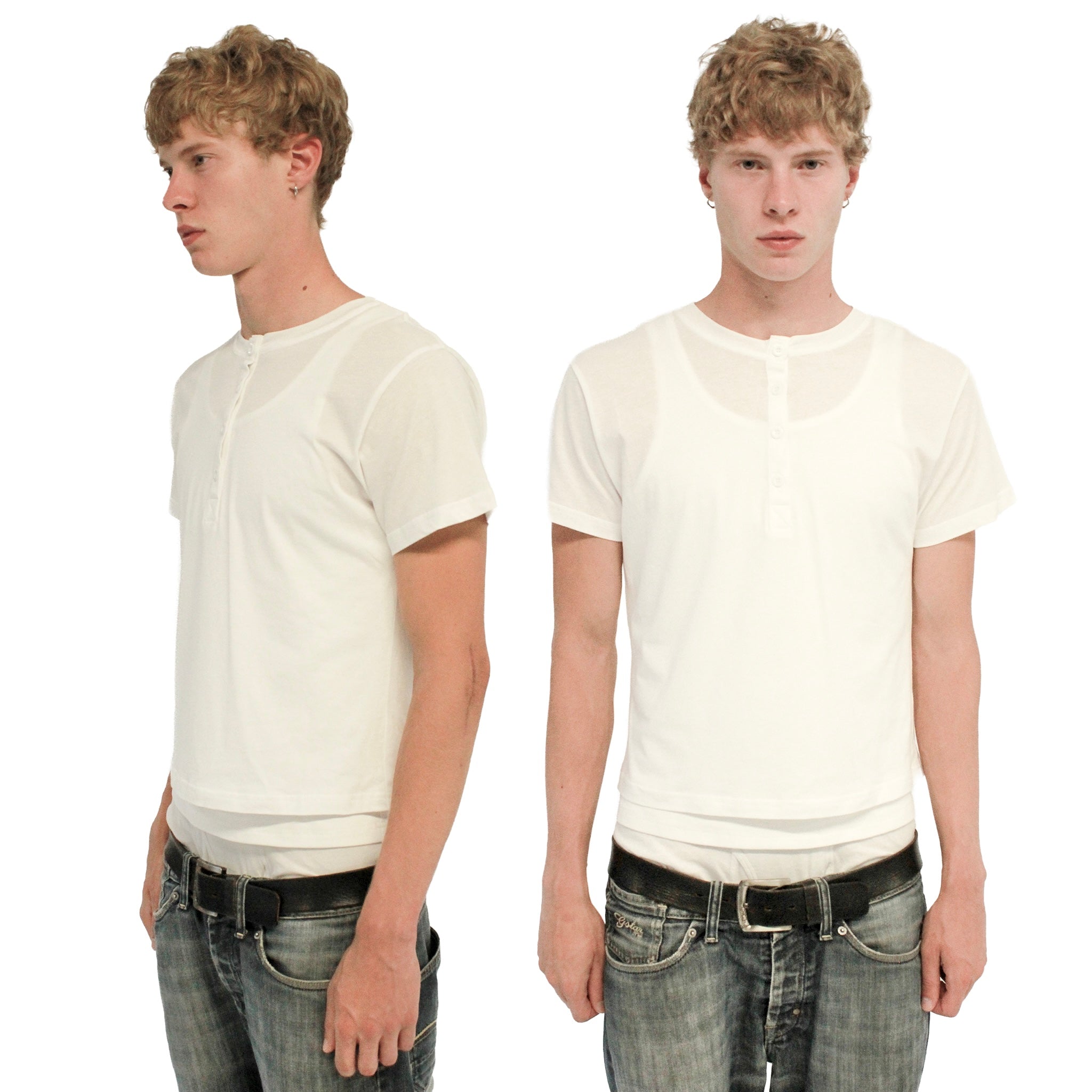 DOUBLE LAYERED HENLEY TANKTOP