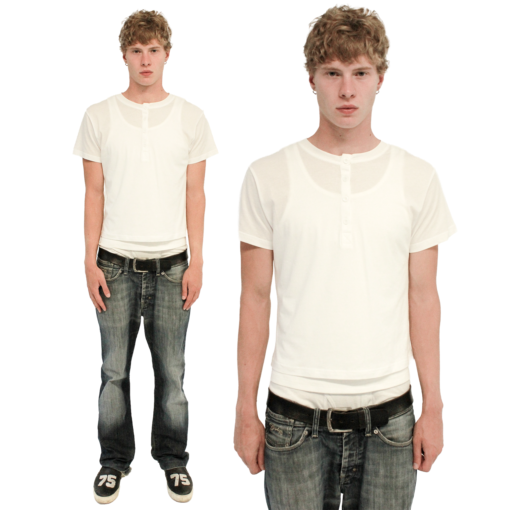 DOUBLE LAYERED HENLEY TANKTOP